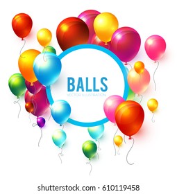 Abstract Background with Shining Colorful Balloons. Birthday, Party, Presentation, Sale, Anniversary and Club Design with Bokeh Elements, Happy Banner. Vector illustration