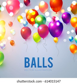 Abstract Background with Shining Colorful Balloons with Bokeh. Birthday, Party, Presentation, Sale, Anniversary and Club Design with Bokeh Elements, Happy Banner. Vector illustration