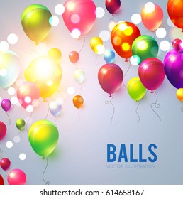 Abstract Background with Shining Colorful Balloons. Birthday, Party, Presentation, Sale, Anniversary and Club Design with Bokeh Elements, Happy Banner. Vector illustration