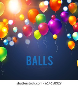 Abstract Background with Shining Colorful Balloons. Birthday, Party, Presentation, Sale, Anniversary and Club Design with Bokeh Elements, Happy Banner. Vector illustration