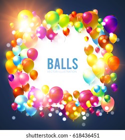 Abstract Background with Shining Colorful Balloons. Birthday, Party, Presentation, Sale, Anniversary and Club Design with Bokeh Elements, Happy Banner. Vector illustration