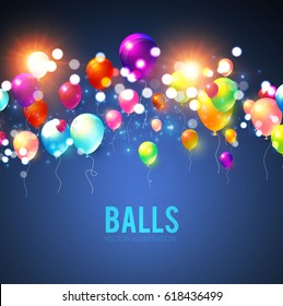 Abstract Background with Shining Colorful Balloons. Birthday, Party, Presentation, Sale, Anniversary and Club Design with Bokeh Elements, Happy Banner. Vector illustration