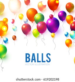 Abstract Background with Shining Colorful Balloons. Birthday, Party, Presentation, Sale, Anniversary and Club Design with Bokeh Elements, Happy Banner. Vector illustration