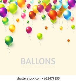 Abstract Background with Shining Colorful Balloons. Birthday, Party, Presentation, Sale, Anniversary and Club Design with Bokeh Elements, Happy Banner. Vector illustration