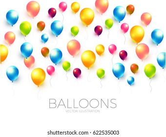 Abstract Background with Shining Colorful Balloons. Birthday, Party, Presentation, Sale, Anniversary and Club Design with Bokeh Elements, Happy Banner. Vector illustration