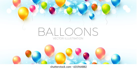 Abstract Background with Shining Colorful Balloons. Birthday, Party, Presentation, Sale, Anniversary and Club Design with Bokeh Elements, Happy Banner. Vector illustration