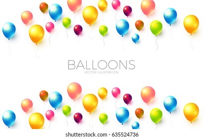 Abstract Background with Shining Colorful Balloons. Birthday, Party, Presentation, Sale, Anniversary and Club Design with Bokeh Elements, Happy Banner. Vector illustration