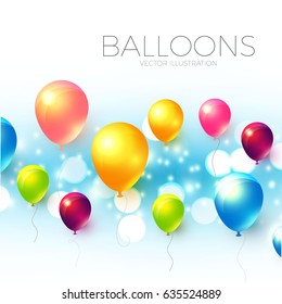 Abstract Background with Shining Colorful Balloons. Birthday, Party, Presentation, Sale, Anniversary and Club Design with Bokeh Elements, Happy Banner. Vector illustration