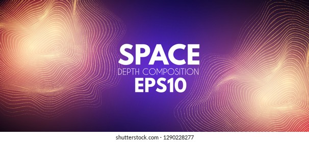 Abstract Background with Shining Dynamic Waves. Cyber and Techno Background. Futuristic Space. Vector illustration