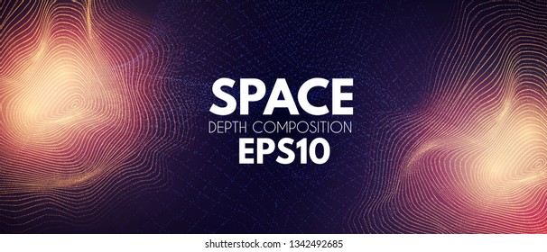 Abstract Background with Shining Dynamic Waves. Cyber and Techno Background. Futuristic Space. Vector illustration
