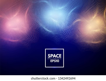 Abstract Background with Shining Dynamic Waves. Cyber and Techno Background. Futuristic Space. Vector illustration