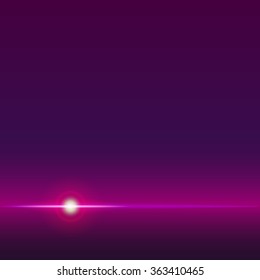 Abstract background with shining horizon line. Lens flare effect. Light burst. Glowing light on horizon. Space sky galaxy vector illustration design. Vector light glare, sunlight shine on horizon,