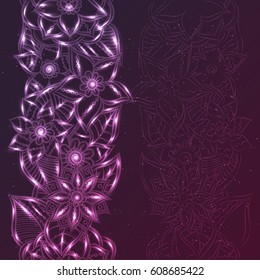 Abstract background with shining magic flowers. Vector illustration