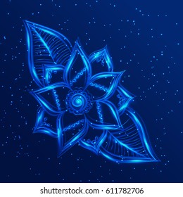 Abstract background with shining magic flowers. Vector illustration