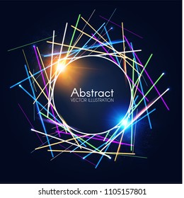 Abstract Background with Shining Neon Lines.