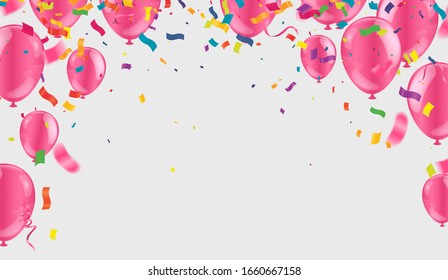 Fondo abstracto con brillantes globos rosas. Cumpleaños, Fiesta, Presentación