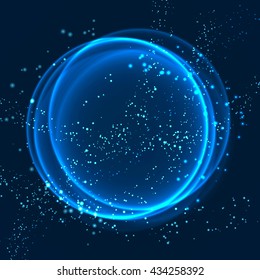 Abstract background with shining round frame. Vector illustration.