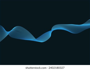 Abstract background with shining waves.Modern light blue single color flowing wave lines. Vector illustration