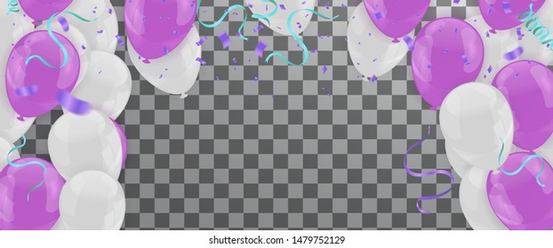 Abstract Background with Shining White Balloons and Blue . Birthday, Party, Presentation, Sale, Anniversary and Club Design with Bokeh Elements, Happy Banner