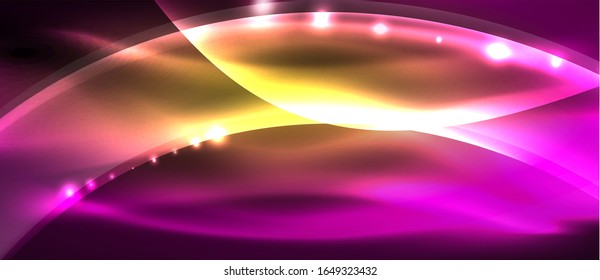 Abstract background. Shiny design neon waves with light effects, techno trendy design. Vector Illustration For Wallpaper, Banner, Background, Card, Book Illustration, landing page