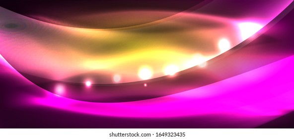 Abstract background. Shiny design neon waves with light effects, techno trendy design. Vector Illustration For Wallpaper, Banner, Background, Card, Book Illustration, landing page