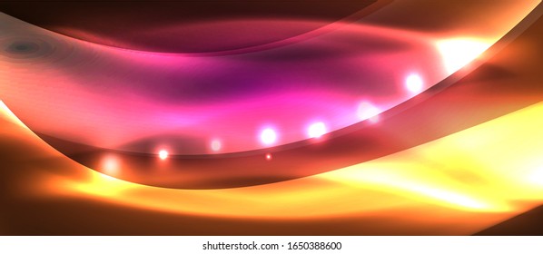 Abstract background. Shiny design neon waves with light effects, techno trendy design. Vector Illustration For Wallpaper, Banner, Background, Card, Book Illustration, landing page