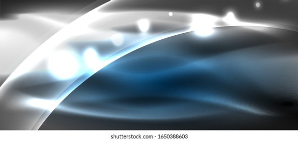 Abstract background. Shiny design neon waves with light effects, techno trendy design. Vector Illustration For Wallpaper, Banner, Background, Card, Book Illustration, landing page