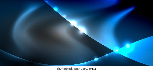 Abstract background. Shiny design neon waves with light effects, techno trendy design. Vector Illustration For Wallpaper, Banner, Background, Card, Book Illustration, landing page