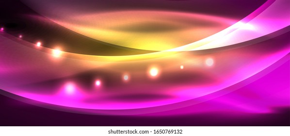 Abstract background. Shiny design neon waves with light effects, techno trendy design. Vector Illustration For Wallpaper, Banner, Background, Card, Book Illustration, landing page