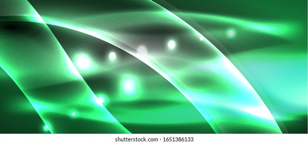 Abstract background. Shiny design neon waves with light effects, techno trendy design. Vector Illustration For Wallpaper, Banner, Background, Card, Book Illustration, landing page