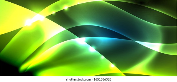 Abstract background. Shiny design neon waves with light effects, techno trendy design. Vector Illustration For Wallpaper, Banner, Background, Card, Book Illustration, landing page