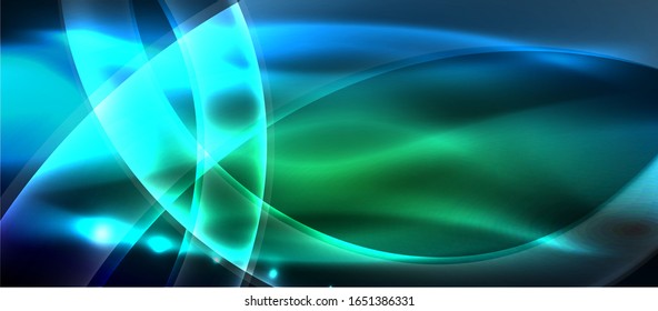 Abstract background. Shiny design neon waves with light effects, techno trendy design. Vector Illustration For Wallpaper, Banner, Background, Card, Book Illustration, landing page