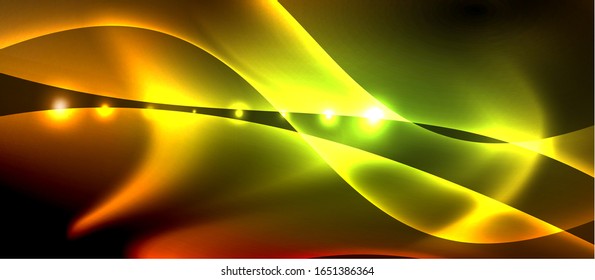 Abstract background. Shiny design neon waves with light effects, techno trendy design. Vector Illustration For Wallpaper, Banner, Background, Card, Book Illustration, landing page
