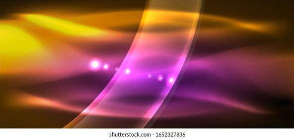 Abstract background. Shiny design neon waves with light effects, techno trendy design. Vector Illustration For Wallpaper, Banner, Background, Card, Book Illustration, landing page
