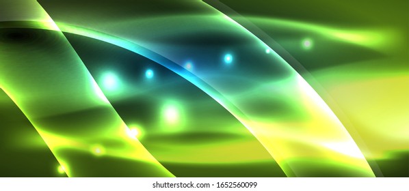Abstract background. Shiny design neon waves with light effects, techno trendy design. Vector Illustration For Wallpaper, Banner, Background, Card, Book Illustration, landing page