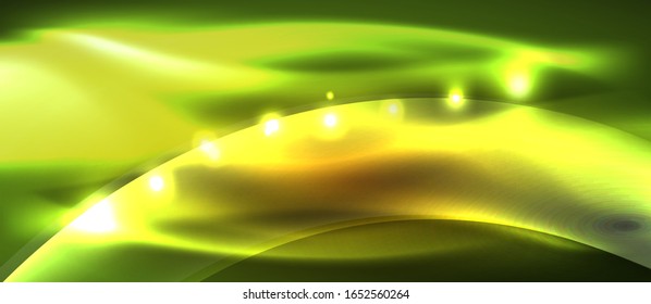  Antecedentes abstractos. El diseño brillante de las olas de neón con efectos de luz, el diseño tecnológico de moda. Ilustración vectorial para papel tapiz, pancarta, fondo, tarjeta, ilustración del libro, página de inicio
