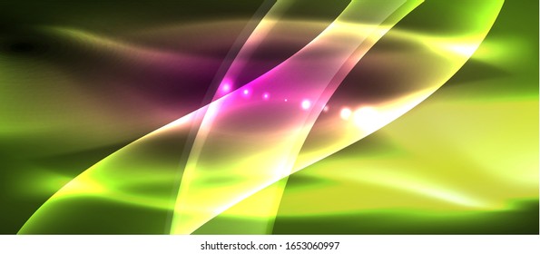 Abstract background. Shiny design neon waves with light effects, techno trendy design. Vector Illustration For Wallpaper, Banner, Background, Card, Book Illustration, landing page