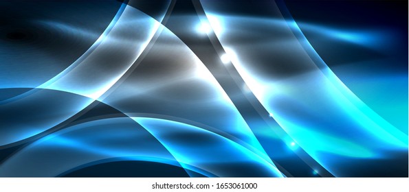 Abstract background. Shiny design neon waves with light effects, techno trendy design. Vector Illustration For Wallpaper, Banner, Background, Card, Book Illustration, landing page
