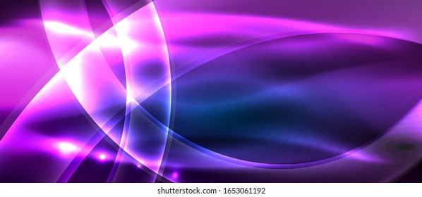 Abstract background. Shiny design neon waves with light effects, techno trendy design. Vector Illustration For Wallpaper, Banner, Background, Card, Book Illustration, landing page