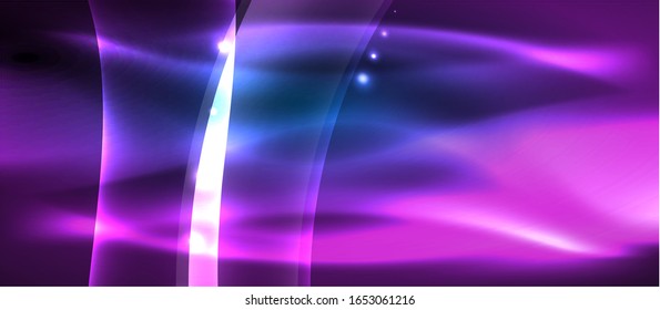 Abstract background. Shiny design neon waves with light effects, techno trendy design. Vector Illustration For Wallpaper, Banner, Background, Card, Book Illustration, landing page