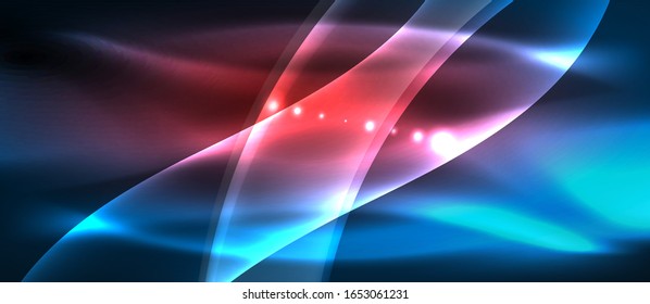 Abstract background. Shiny design neon waves with light effects, techno trendy design. Vector Illustration For Wallpaper, Banner, Background, Card, Book Illustration, landing page