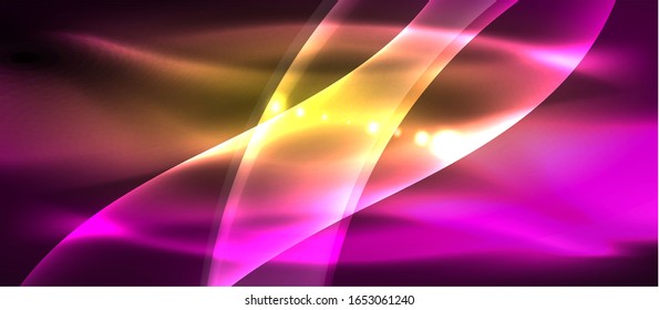 Abstract background. Shiny design neon waves with light effects, techno trendy design. Vector Illustration For Wallpaper, Banner, Background, Card, Book Illustration, landing page