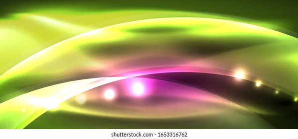 Abstract background. Shiny design neon waves with light effects, techno trendy design. Vector Illustration For Wallpaper, Banner, Background, Card, Book Illustration, landing page