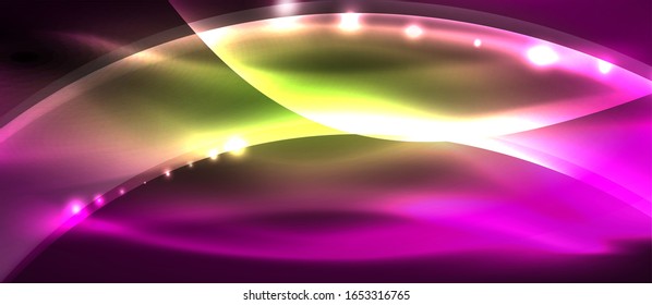 Abstract background. Shiny design neon waves with light effects, techno trendy design. Vector Illustration For Wallpaper, Banner, Background, Card, Book Illustration, landing page