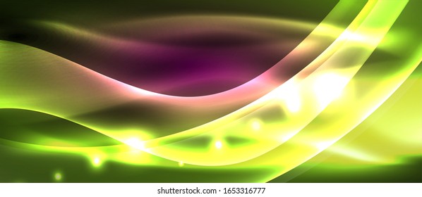 Abstract background. Shiny design neon waves with light effects, techno trendy design. Vector Illustration For Wallpaper, Banner, Background, Card, Book Illustration, landing page