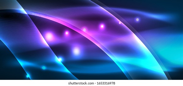  Abstrakter Hintergrund. Schlaue Design Neonwellen mit Lichteffekten, techno-trendige Design. Vektorillustration-Illustration für Bildschirmhintergrund, Banner, Hintergrund, Karte, Buchillustration, Landungsseite