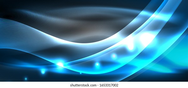 Abstract background. Shiny design neon waves with light effects, techno trendy design. Vector Illustration For Wallpaper, Banner, Background, Card, Book Illustration, landing page