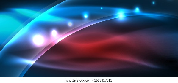 Abstract background. Shiny design neon waves with light effects, techno trendy design. Vector Illustration For Wallpaper, Banner, Background, Card, Book Illustration, landing page