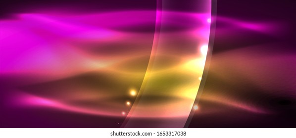 Abstract background. Shiny design neon waves with light effects, techno trendy design. Vector Illustration For Wallpaper, Banner, Background, Card, Book Illustration, landing page