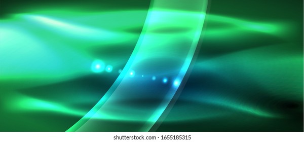 Abstract background. Shiny design neon waves with light effects, techno trendy design. Vector Illustration For Wallpaper, Banner, Background, Card, Book Illustration, landing page